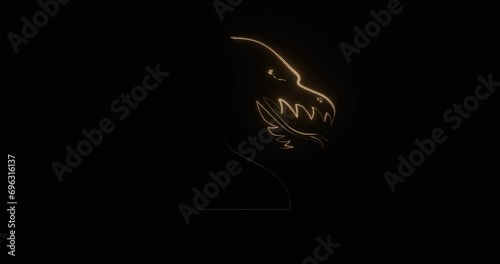 Motion lighting dragon emblem on a black isolate background, Alpha channel. Asia zodiac symbol of Chinese New Year. 3D render.