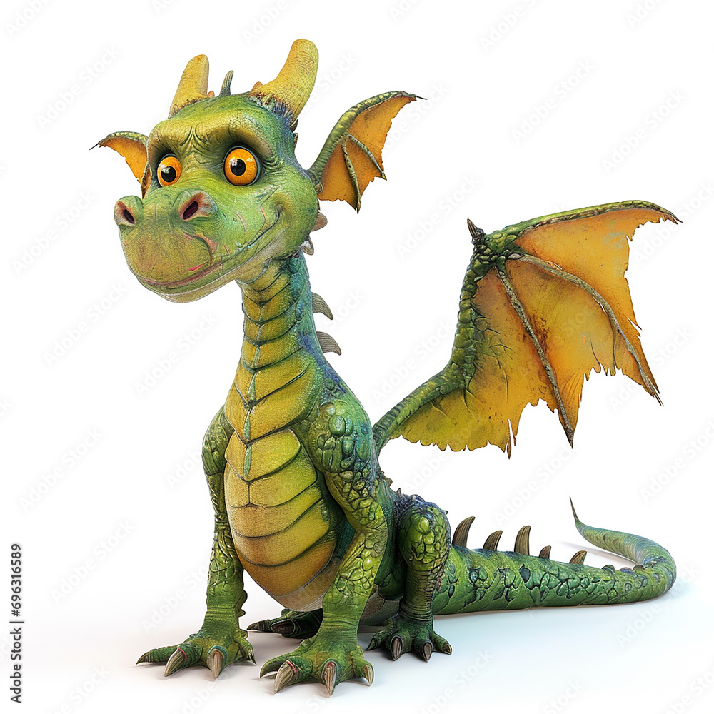 Obraz premium 3d dragon on white background, made with generative ai