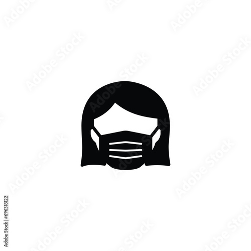 Woman face with mask icon for web site Computer and mobile app