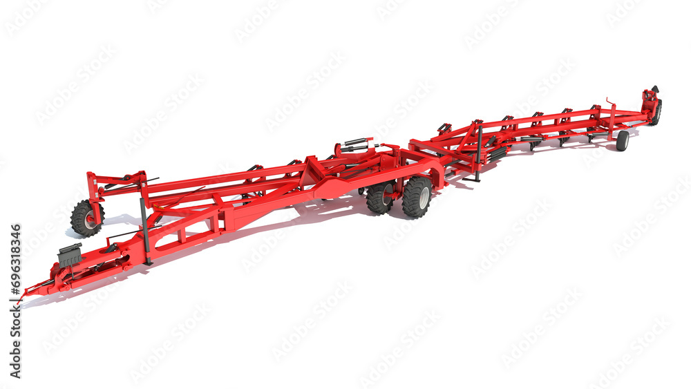 Semi Mounted Plough farm equipment 3D rendering on white background Semi Mounted Plough farm equipment 3D rendering on white background