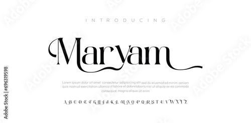 Maryam Abstract minimal modern alphabet fonts. Typography technology vector illustration photo