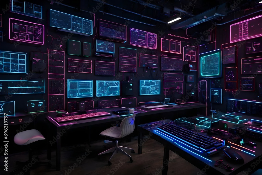 neon color computerized luxurious door with interior design for the ...