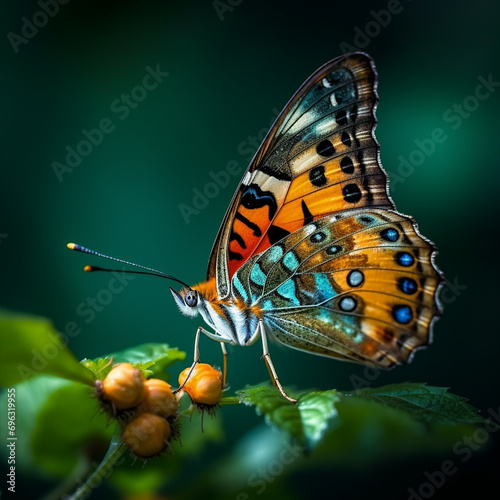 Beautiful butterfly on green leaves, ai technology © Hulkbuster