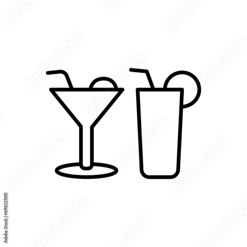 Cocktail outline icons, drink minimalist vector illustration ,simple transparent graphic element .Isolated on white background