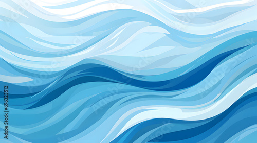 Ocean water waves illustration blue wavy lines
