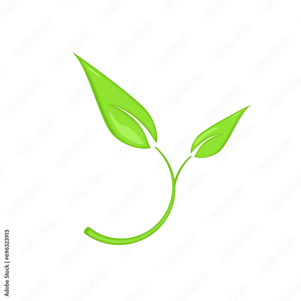 Green leaves isolated on white. Vector illustration design element Green leaves isolated on white. Vector illustration design element