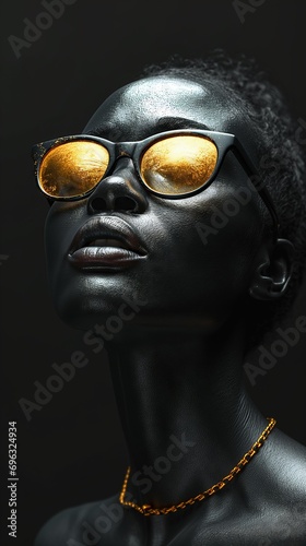 african girl fashion african woman young african model gold golden glasses liquid tears black girl sheds tears fashion magazine