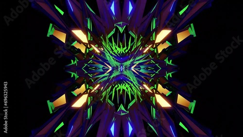 Bright VJ loop colored caleidoscope background for party