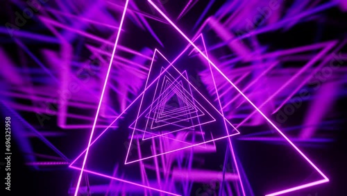 Dark purple trianles neon laser show for party VJ loop background