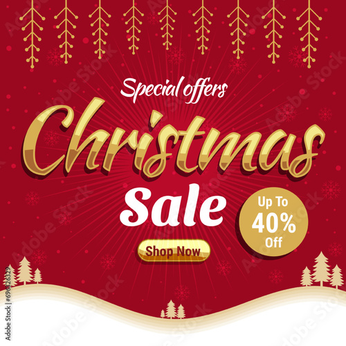 Christmas sale Banner with Discount up to 40  off. Special Offers. Shop Now.