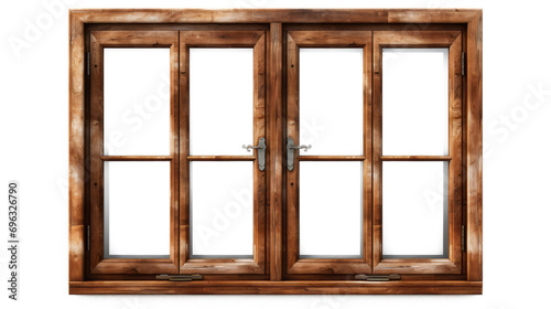 Brown wooden windows illustration Used to decorate the house and garden isolated on white transparent background  PNG File