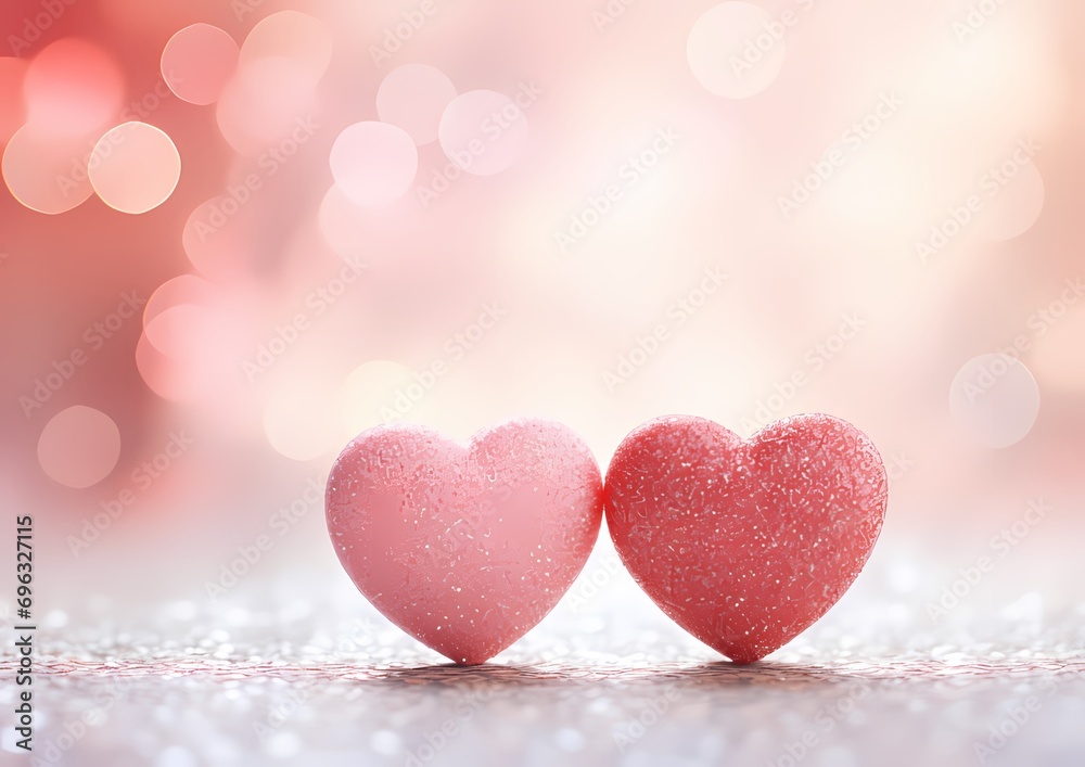 Glittering pink valentine background with two hearts Glittering pink valentine background with two hearts