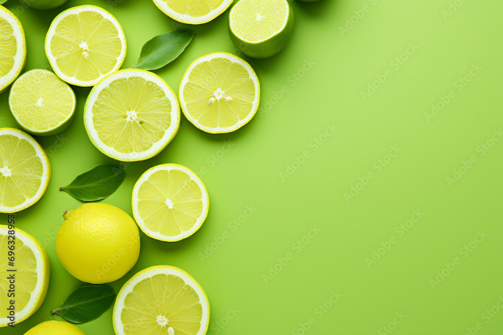 Citrus Fruits Background, concept of healthy eating, dieting, top down flat lay on Green Background Citrus Fruits Background, concept of healthy eating, dieting, top down flat lay on Green Background