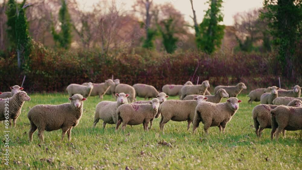 Flock in the field, A pastoral evening scene Flock in the field, A pastoral evening scene