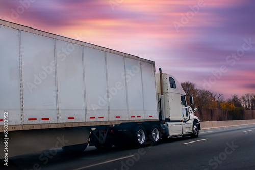 Transport truck running on the highway,
