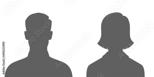 Avatars of a man and a woman. Silhouettes male and female. Profiles of abstract people. Unknown or anonymous persons. Vector illustration