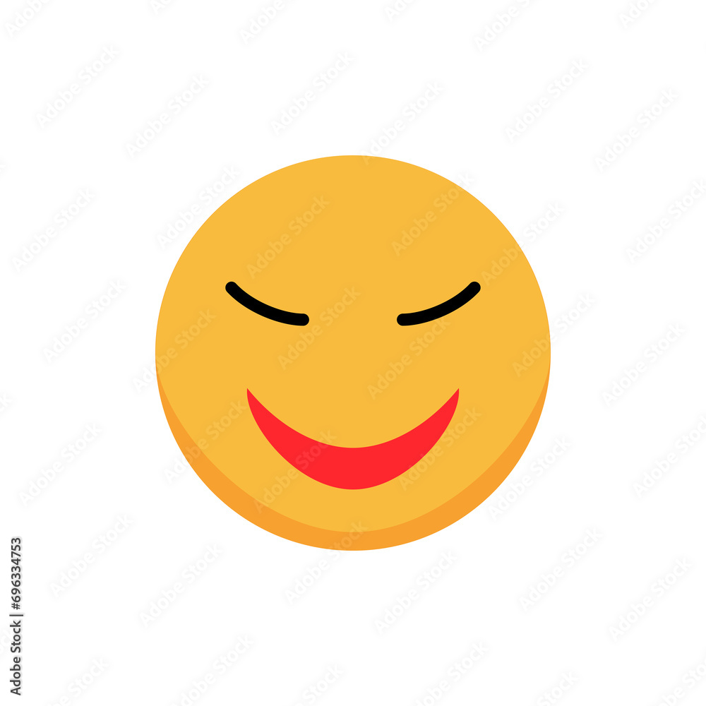 Fototapeta premium The smiley face closes its eyes and smiles. Cartoon emoji. Flat vector