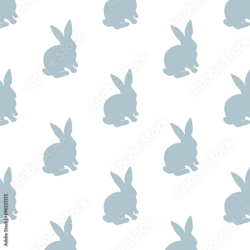 Cute vector purple violet bunny seamless pattern with rabbits in modern minimal style.Chinese new year 2023, Happy Easter white background. Design for banner, wallpaper, card, baby cloth, gift paper. 