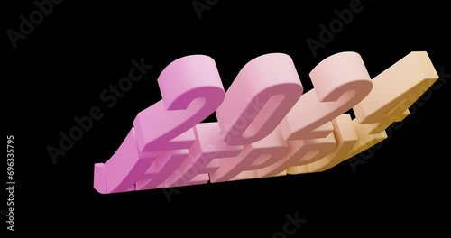 Animation gum elastic 2024 Happy New Year in candy color. Great for celebrations, events, messages, and festivals. Alpha Channel 3d Render.