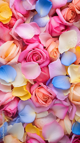rose petals. multi-colored petals. generative ai © Alexander Odessa 