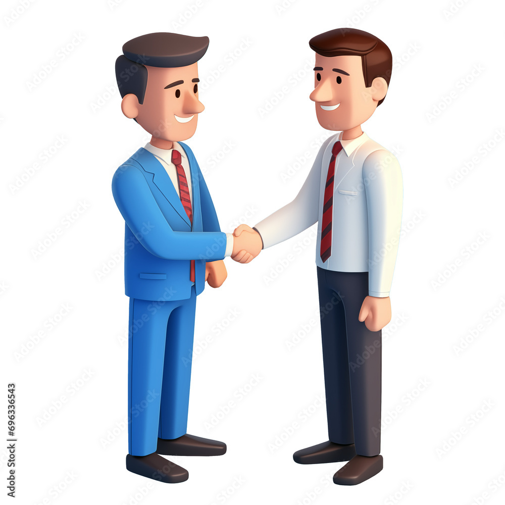 Fototapeta premium Business man shaking hands, 3d design. Suitable for business and teamwork