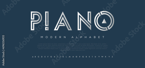 Piano Modern minimal abstract alphabet fonts. Typography technology, electronic, movie, digital, music, future, logo creative font. vector illustration photo