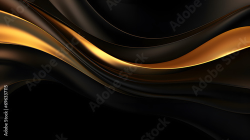 Wavy black and metallic gold abstract background