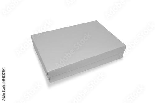 white paper box, Sweet paper box, gift box with a separate lid on the white background. © Saharattaphum