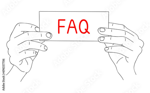FAQ. Message, Notes on paper. Help for business and entertainment. Modern problems and solutions. Sketch in minimalist style. Editable hand drawn contour. Vector