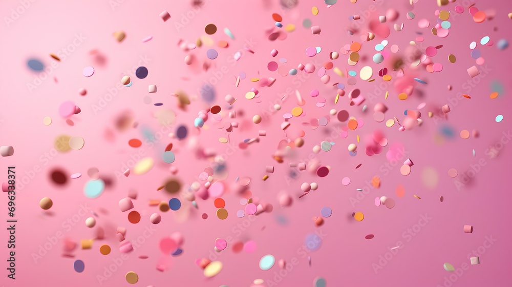 Colorful confetti on a yellow background