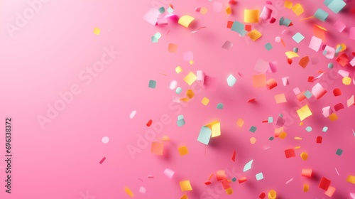 Colorful confetti on a pink background