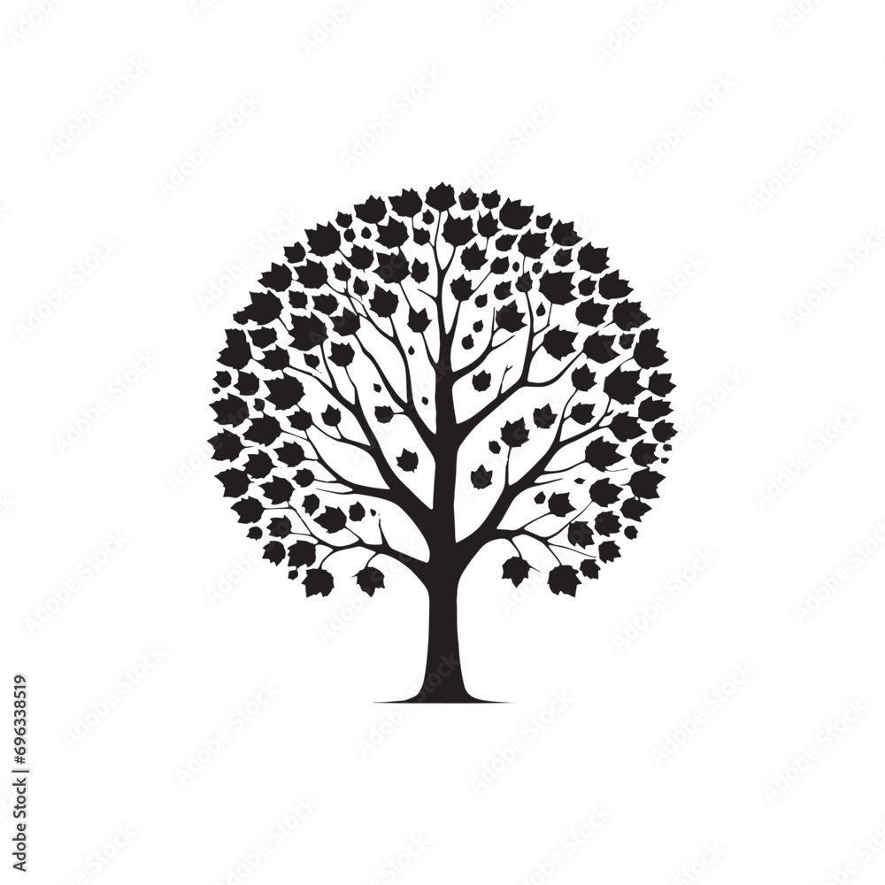 Tree Silhouette: Captivating Rendition of Trees in a Minimalistic and Elegant Vector Style - Tree black vector
