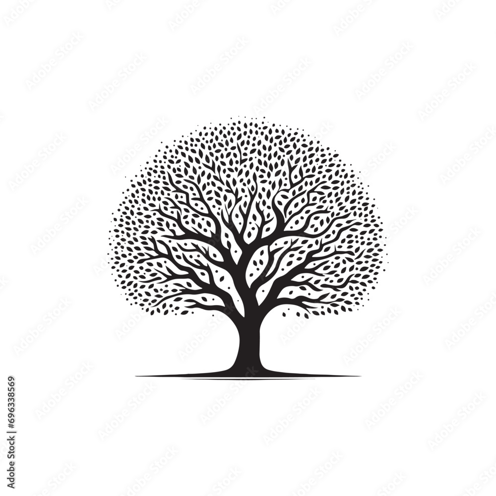 Tree Silhouette: Iconic Outline of Trees Conveying the Tranquility of a Lush Woodland - Tree black vector
