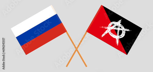 Crossed flags of Russia and anarchy. Official colors. Correct proportion