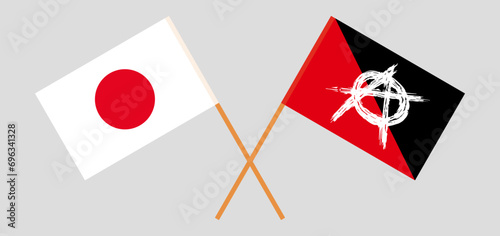 Crossed flags of Japan and anarchy. Official colors. Correct proportion