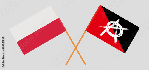 Crossed flags of Poland and anarchy. Official colors. Correct proportion