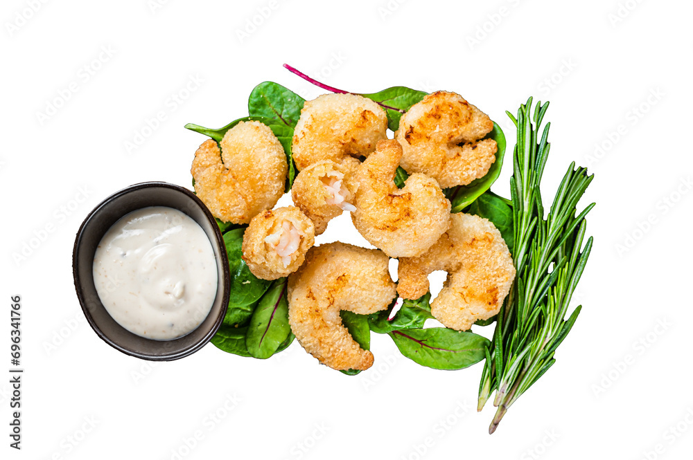 Roasted Crispy Shrimps  Prawns  Transparent background. Isolated.