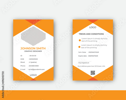 Modern and minimalist corporate ID card template design for your company, school, and college
