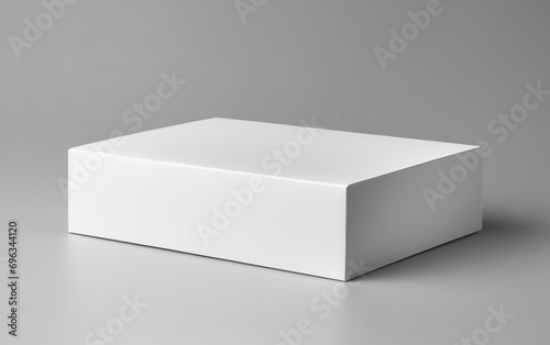 White flat mockup packaging box isolated grey minimalistic background © RMedia