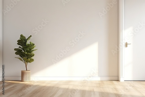 Essence of tranquility showcases simple yet elegant door standing as threshold to realms of peace and comfort. White room emanate sense of purity and calmness while gentle ambient light enhances