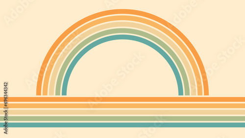 Abstract background of rainbow groovy Wavy Line design in 1970s Hippie Retro style. Vector pattern ready to use for cloth, textile, wrap and other.
