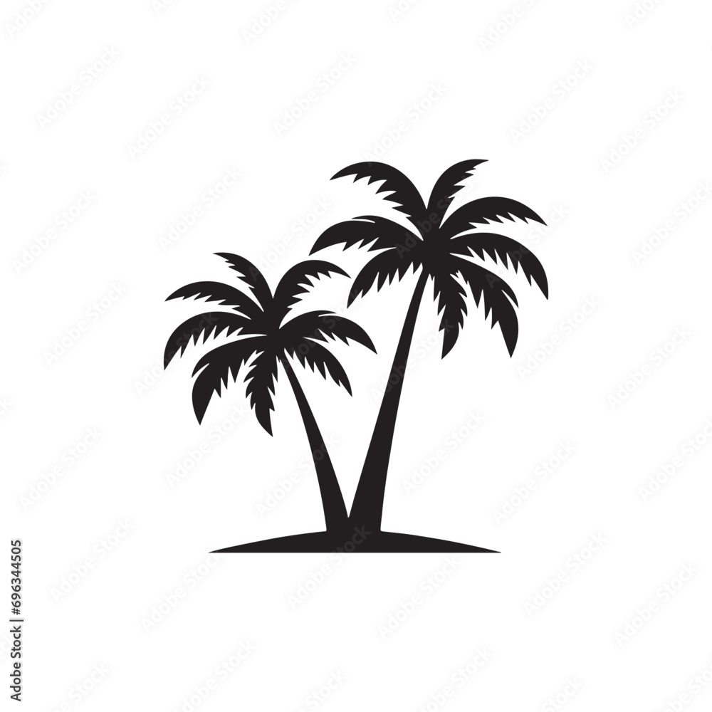 Palm Tree Silhouette: Tropical Chic with Minimalist Palm Graphics in Bold Black Vector - Palm Tree Black Vector
