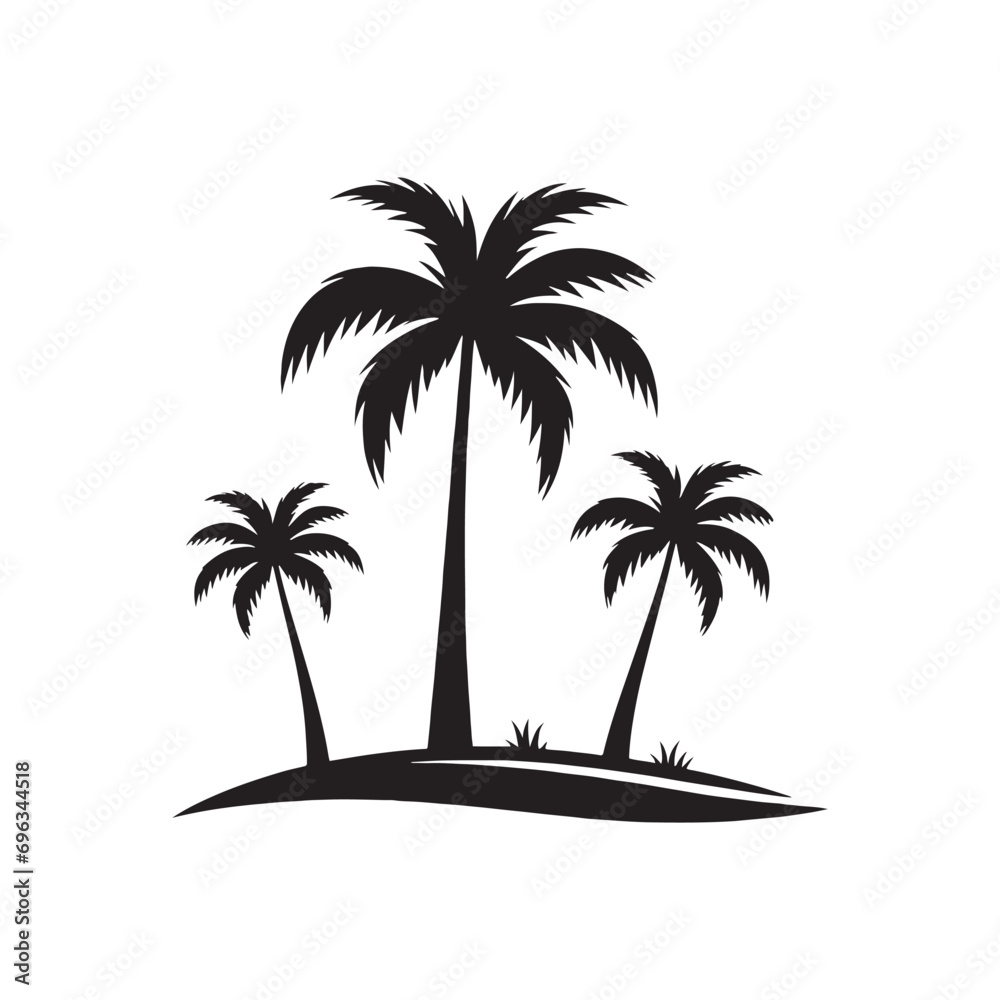 Palm Tree Silhouette: Detailed and Artistic Renderings of Palms in Stylish Black Vector - Palm Tree Black Vector

