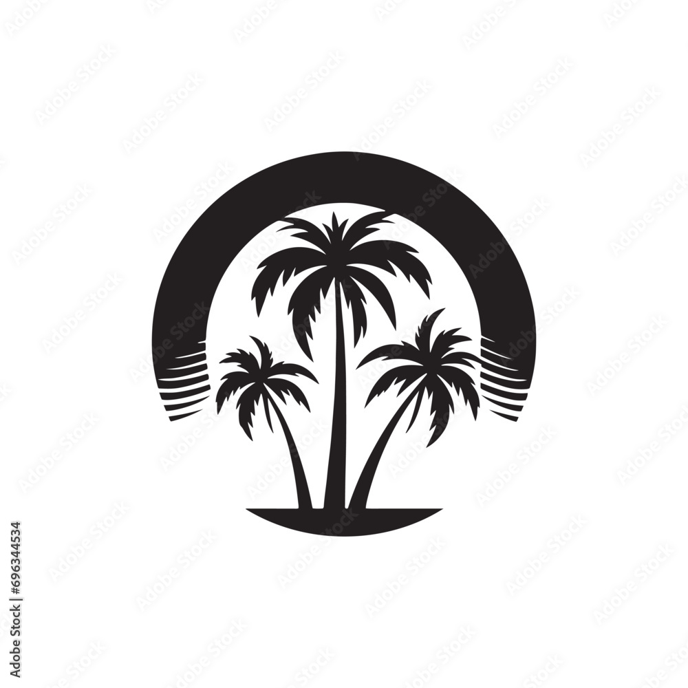 Palm Tree Silhouette: Artistic Silhouettes of Palm Trees Evoke a Sense of Paradise - Palm Tree Black Vector
