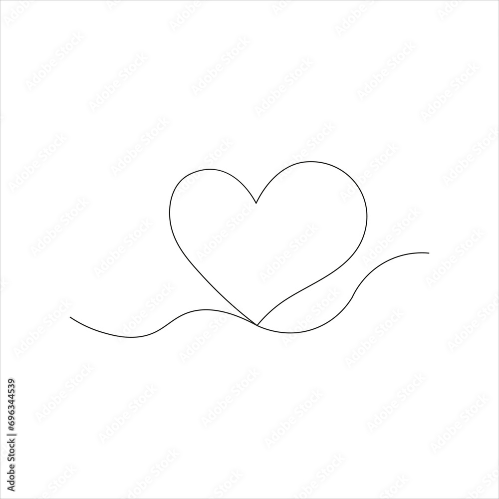 Continuous one line love drawing art design