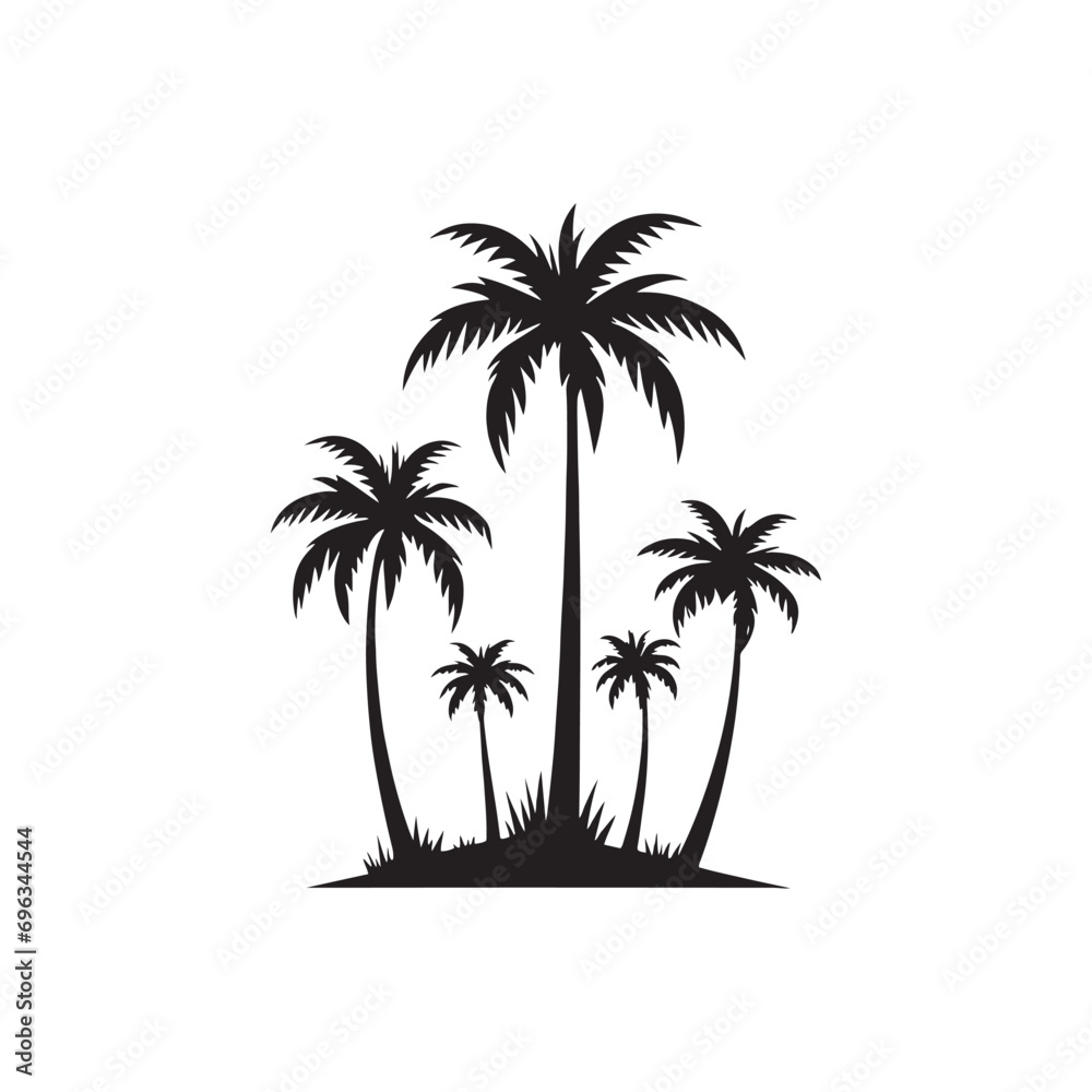 Palm Tree Silhouette: A Symphony of Palm Fronds in Stylish and Refined Vector Graphics - Palm Tree Black Vector
