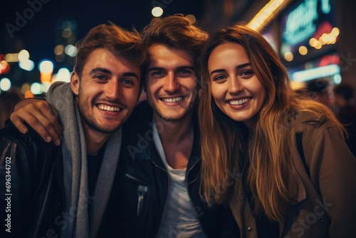 A man and two women are smiling at the camera
