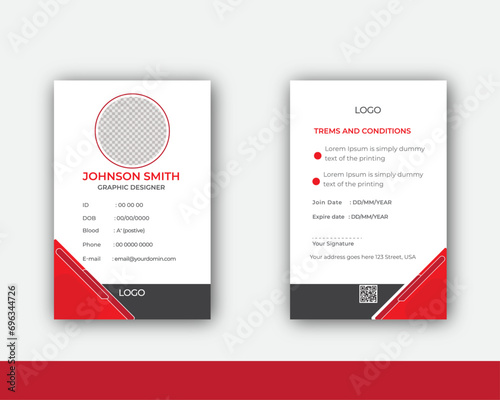 Modern and minimalist corporate ID card template design for your company, school, and college