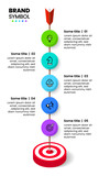 Infographic template. Vertical dartboard with 5 steps