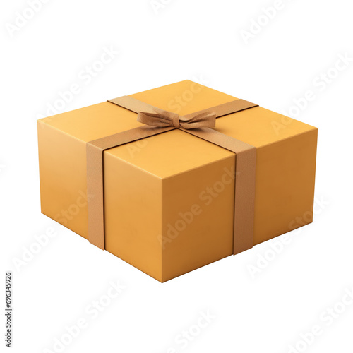 Brown gift box isolated on transparent background